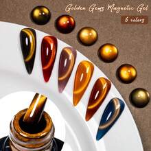 FOUR LILY 10ml 金色磁性猫眼凝胶指甲油 - 超闪亮亮片效果，持久可卸 UV LED 指甲油，适合美甲沙龙和居家美甲 - 彩色 - 查看 5