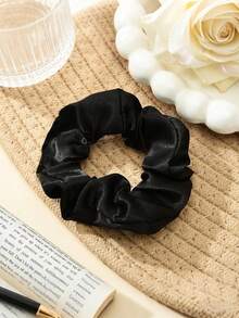 1/6/12pcs Silky Hair Scrunchies, Satin Hair Ties, Black Hair Scrunchies Set, Ponytail Hair Ties, Silk Hair Bands, Hair Elastics - Black - View 9