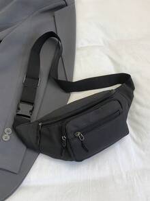 休闲时尚女士腰包单肩斜挎包 - 黑色 - 查看 2