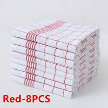 1/2/4/6/8/12条装超柔软厨房毛巾，超强吸水，格子条纹设计，红/蓝/黑三色可选，居家及餐饮业理想之选