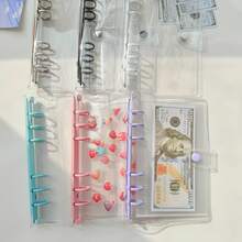 1本A6透明贴纸簿，活页夹，印章簿，贴纸背衬，集邮册，口袋本，3D贴纸，贴纸书，照片收纳袋，书皮，集换式卡牌盒，可用作相册、预算计划本、日记本、笔记本、办公用品 - 彩色 - 查看 11