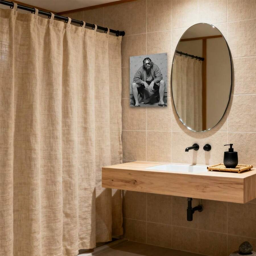 1pc Unframed Canvas Black & White Edgy Robe Figure With Bubbles Decor – Fits Unique Bathroom/Edgy Living Room Wall Decor; Ideal For Edgy Decor Lovers, Unique Decor Enthusiasts | Canvas Only - Multicolor - View 1