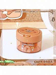 1pc Capybara Fun Flip-Top Dual-Hole Pencil Sharpener | Cartoon Creative Mini Sharpener For Students | Ideal For School Pencils (Random Style) - Random Styles - View 7