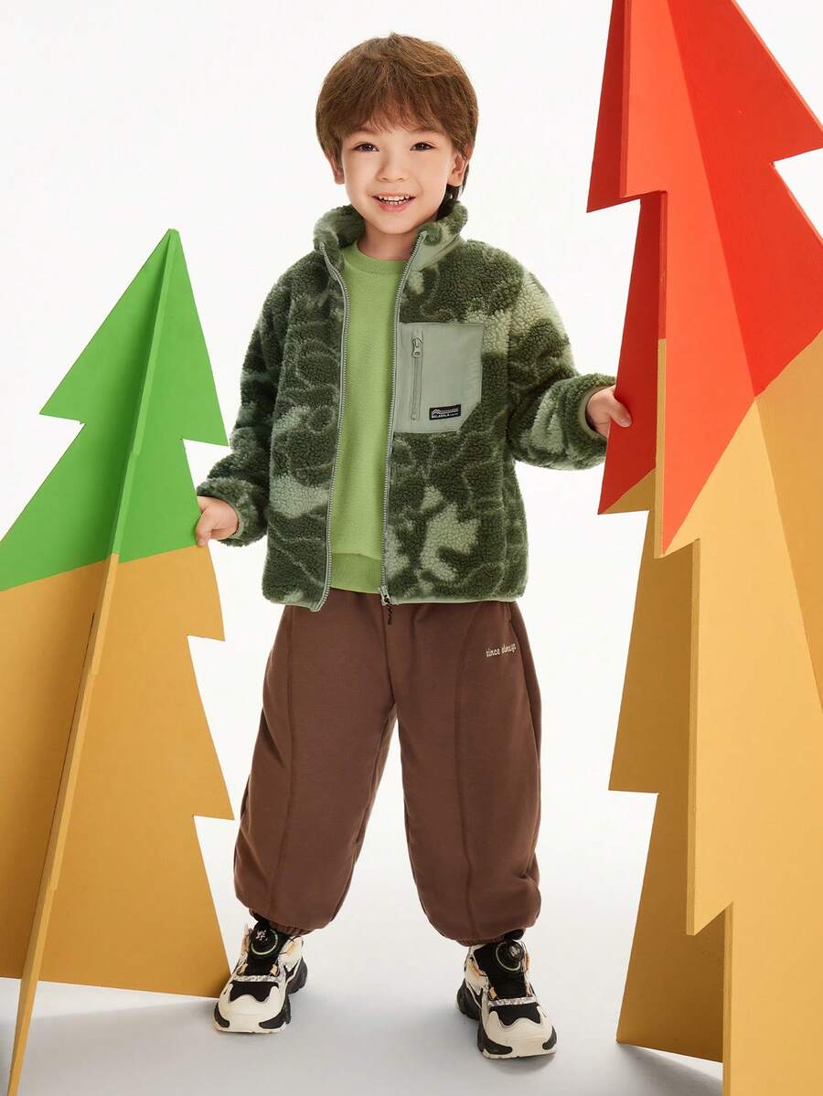 Balabala 2024秋冬季幼儿男女童撞色抓绒外套