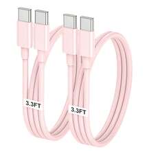 USB-C 轉 Type-C 充電數據線 [3.3FT/6.6FT] 長距離快充線，USB-C 電源線，相容 iPhone 17/16/15 Pro/Pro Plus/Pro Max，相容 Galaxy S26/S25/S24/S23/S22，Pro/Air 及更多機型，手機充電線 - 粉色 - 查看 9