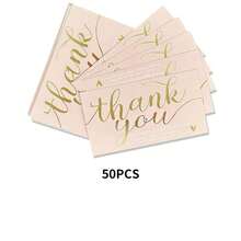 50pcs Thank You Cards, Greeting Cards For Holidays, Weddings, Business Parties, Invitations - Multicolor - View 8