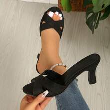 1 Paar einfarbige Kreuz-Riemen Strandschuhe - Schwarz - Übersicht 17