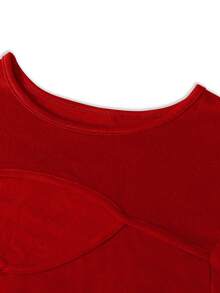 女士性感镂空短袖紧身衣 - 紅色 - 查看 4