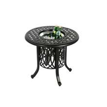 Aluminum Outdoor Table With Ice Bucket, Patio Side Table, Aluminum Side Table With Adjustable Foot Pads, Small Outdoor Coffee Table - 黑色 - 查看 1
