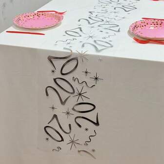 1 st silverfärgad bordslöpare med siffror, 11,02*108,27/196,85/393,7 tum, 20/45/55/65 år gammal födelsedagsfestdekoration, jubileumsfesttillbehör, födelsedagsjubileum, festtillbehör, fars dag, mors dag