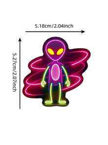56件酷炫外星人霓虹貼紙組，防水乙烯基貼紙，適用於水瓶、筆記本電腦、剪貼簿、滑板、日記本、行李箱、教室獎勵及其他學校用品 - 彩色 - 查看 8