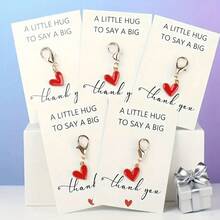 10pcs Gold Water Drop Keychain Set With Red Heart Pendant, Christmas And Business Gift, Employee And Customer Appreciation Gift - Multicolor - View 9