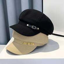 Women's Elegant Octagonal Beret - With Belt Buckle, Fashion Duckbill Hat, Creative Design, Artist Hat, Sun Protection, Spring Fashion Accessory | Elegant Buckle Details Suitable For Daily Commuting To Work AWMO - màu đen - Xem 8