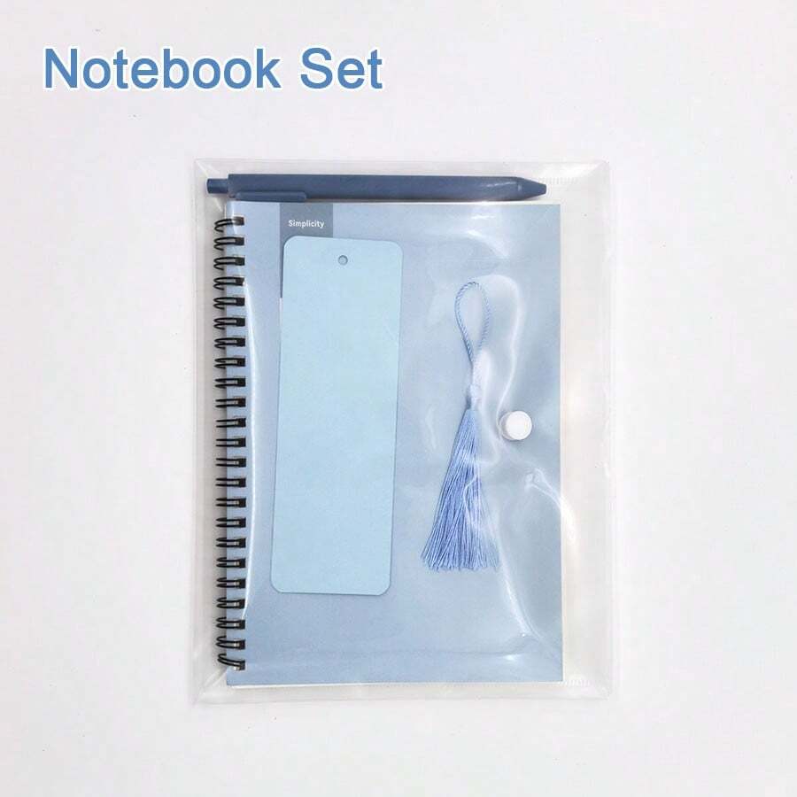 The Thickened A5 Spiral Notebook Set Includes A Notebook, Bookmark, Tassel, Notebook Bag, Pen, Minimalist Blue Notebook, Wholesale Exquisite Loose-Leaf Notebook, And 160-Page Exercise Book.
