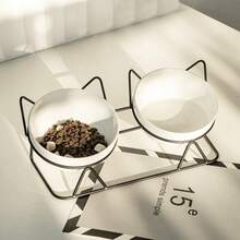 Bộ bát ăn cho mèo 2 tầng bằng gốm có chân đế sắt, khay ăn nâng cao, chống nôn và bảo vệ cột sống, dễ vệ sinh và ổn định, cho ăn lành mạnh, chống đổ, phù hợp với mèo Anh lông ngắn. - 1 lít - Xem 4