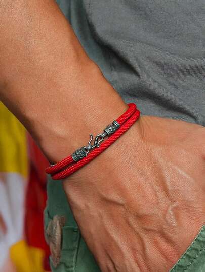 1Pc Men's 4mm A Grade Nylon Double Layer Minimalist Hand Chain Bracelet Vintage Thai Fox Tail Chain Bracelet