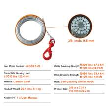 Tow Rope - Drahtwindenseil Aus Kohlenstoffstahl 3/8 Zoll 75 Fuß Drehhaken 2T - View 7