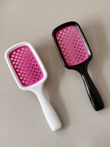 2pcs Grid Comb Wide Tooth Comb Contrasting Hollow Comb - Hot Pink - View 1