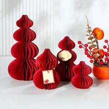 1/2/4/6pcs Red Foldable Paper Honeycomb Lanterns Decor, Lucky Bag Spring Festival Figurine Hanging Ornaments, Traditional Chinese New Year Celebration Decorations, Non-Electric Lunar New Year Lanterns, Wedding Lanterns, Wall Hanging, Holiday Party Room Decor, Chinese New Year Gifts - Multicolor - View 7