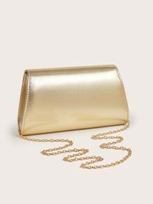 AIBBYDAR Damen Abendtasche, einfarbig in Gold, synthetisches Leder, Metallgriff, formelle Clutch Tasche für Abendkleid, abnehmbarer Schultergurt, glänzend, glänzend, luxuriös, charmant, elegant, raffiniert, geeignet für Ball, Party, Hochzeit, Feierlichkeiten, Bankett