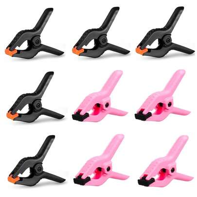 4 Adet Yaylı Kelepçe, PureGuard Büyük Plastik Yaylı Klipsler, Ağır Hizmet Tipi Ahşap İşçiliği Kelepçeleri, El Sanatları, Balon Kemeri, Fotoğrafçılık Arkaplan Standı, Havuz Örtüsü Klipsleri, Siyah/Pembe