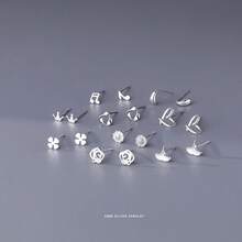 1pc S999 Pure Silver Stud Earrings, Minimalist & Versatile, Suitable As Valentine's Day, Mother's Day, Holiday Gift - White Gold - View 2