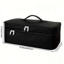 Women's Hair Dryer & Curling Iron Storage Bag - Double Layer Large Capacity Pink Zipper Travel Case, With Compartment For Hair Tools, Durable Nylon Portable Straightener Holder, Suitable For Curling Iron, Straightener, Hair Dryer - Multicolor - View 9