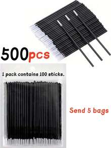 1000/500/100pcs Disposable Eyelash Brushes, Eyelash Extension Cleaning Brushes, Disposable Eyelash Applicator Wands, Soft Flocked Eyelash Care Cotton Swabs, Disposable Daily Cleaning Swabs, Suitable For Eyelash Extension, Eyelash Cleaning, Glue Residue Removal, Makeup Use, Mascara Removal And Eyebrow Grooming, Professional Eyelash Extension Cleaning Tools, Essential Makeup Tools For Home/Salon Use - Black - View 17