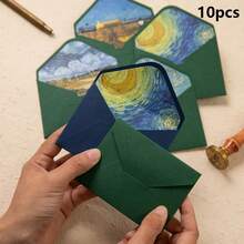 5 peças/10 peças Envelopes Vintage Impressão de Convites de Casamento Envelopes Forrados Papelaria de Convite Cartão Postal - Verde - Visão 5