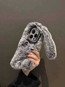 Fashionable & Cute Rabbit Plush Winter Phone Case Compatible With IPhone 17 Pro Max/16 Plus, Anti-Drop, Warm Hand Warmer, Phone Protective Cover