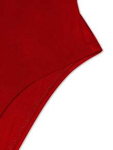 女士性感镂空短袖紧身衣 - 紅色 - 查看 5