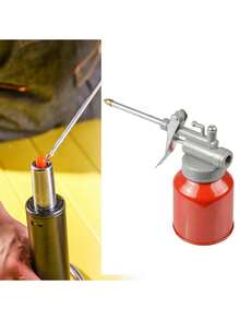 1pc 250ml Manual Grease Gun - Durable Metal Oil Can With Long Nozzle, Suitable For Automotive And Machinery Industry Grease Pumps, Green/Red, High Quality Construction
