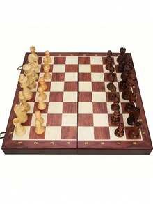 高级磁性折叠国际象棋棋盘套装（优质塑料材质，仿木纹，非实木）| 便携旅行 | 棋子不易丢失，易于收纳 | 适合家人朋友、国际象棋爱好者和游戏玩家 | 圣诞节、万圣节、感恩节礼物，也适合搭配跳棋、旅行国际象棋、家庭游戏之夜等场合。设计紧凑，方便携带，棋子品质优良，易于收纳，棋盘游戏，磁性国际象棋，适合朋友聚会、策略游戏玩家。 - 銅色 - 查看 10