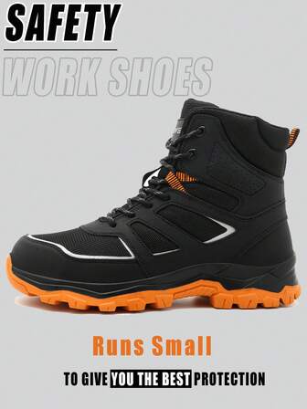男式钢头鞋防水柔软耐用女式工作靴坚不可摧舒适橡胶底安全鞋防滑工作鞋建筑工地、园艺、仓库、日常维修工作训练鞋安全训练鞋工作运动鞋防砸耐冲击建筑工地锻造车间工作鞋适用于户外探险和徒步旅行，钢头户外工作靴，足部保护女式登山鞋