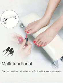 U型可调节美甲扶手支架,白色PU皮革,符合人体工学的美甲师手部支撑架,适用于专业美甲美足沙龙工作台,便携式美甲扶手,适用于凝胶指甲油、亚克力指甲和延长甲,防滑底座,易于清洁,高度和角度可调节,完美礼品 - 彩色 - 查看 4