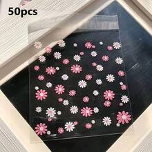 50/100 piezas, Bolsas de embalaje de plástico con estampado de margaritas, Bolsas de caramelos transparentes autoadhesivas, Adecuadas para regalos de fiesta y embalaje de regalos - Multicolor - Ver 8