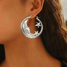 夸张的Y2K风格月亮星星镂空耳环，时尚耳环饰品 - 耳掛 - 查看 7