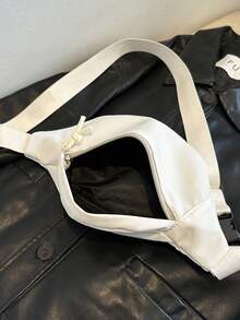 1件装女士时尚腰包，带隐藏式拉链，纯色一体式胸包，防水尼龙零钱包 - 白色 - 查看 6