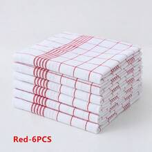 1/2/4/6/8/12条装超柔软厨房毛巾，超强吸水，格子条纹设计，红/蓝/黑三色可选，居家及餐饮业理想之选