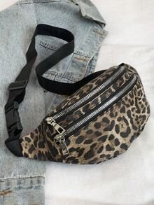 Leopard Print Women's Casual Everyday Zipper Fanny Pack - Multicolor - View 1