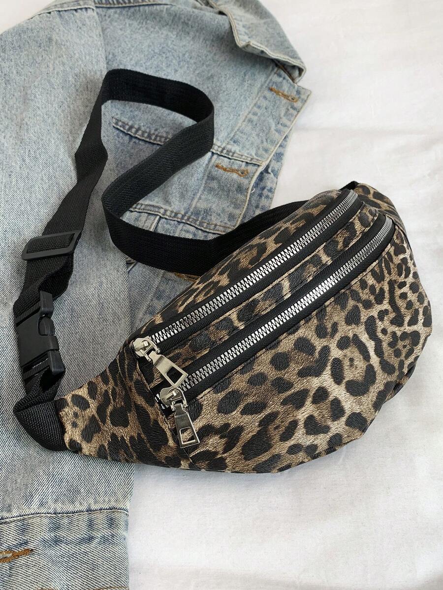 Leopard Print Women's Casual Everyday Zipper Fanny Pack - Multicolor - View 1