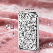 Cute Innovative Lighter, Dual Flame Windproof Lighter, Metal Embossed Rhinestone Butane Torch Lighter, Refillable Adjustable Flame - Khủng long trắng (Không có khí) - Xem 2