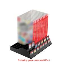 iplay 多功能游戏卡收纳架，兼容N-Switch/Switch 2游戏卡和光盘，N-Switch游戏卡收纳支架-黑色（可收纳14张游戏卡和14个游戏卡盒） - 黑色 - 查看 7