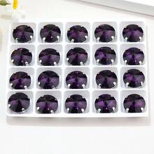 Rivoli Round Shape, 6mm,8mm,10mm,12mm,14mm,16mm,18mm, Glass Multi Colors Fancy Ellipse Shiny Handmade Sliver Metal Claw Base, Sewing Crystal Hand Sewn Rhinestone Decoration Beads Flat Back With Holes Gems DIY Accessories Sew On Stones Strass For Decorating Clothes, Dress, Bags, Shoes, Brooches, Earrings, Handicrafts - Rose Red - View 23