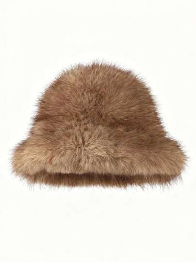 1pc Faux Fox/Mink Fur Bucket Hat, Fashionable And Versatile High-End Gift Cap Cold Weather Outfit Women