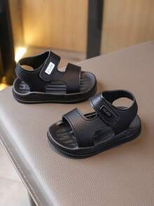 Infant Sandals, Unisex Fashion Versatile Non-Slip Durable Rubber Soft Sole Hook And Loop Toddler Sandals - Black - View 2