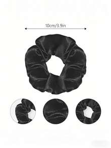 1/6/12pcs Silky Hair Scrunchies, Satin Hair Ties, Black Hair Scrunchies Set, Ponytail Hair Ties, Silk Hair Bands, Hair Elastics - Black - View 5