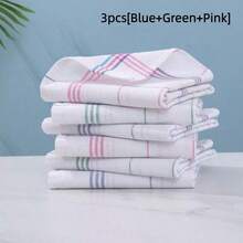 1/2/4/6/8/12条装超柔软厨房毛巾，超强吸水，格子条纹设计，红/蓝/黑三色可选，居家及餐饮业理想之选