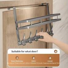 Fashionable Polished Metal Over-The-Door Storage Rack With Multi-Function Hanging Hooks, Suitable For Bedroom, Bathroom And Kitchen Organization - Multicolor - View 8