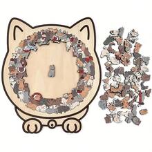 Cute And Irregular-Shaped Toy Gifts, Stress-Relieving Cat-Shaped Wooden Jigsaw Puzzles, Fun Cat Collection, Stacking Jigsaw Puzzles, Cats, Interactive Games, Art Jigsaw Puzzles, Cat-Shaped Jigsaw Puzzles, Animal-Shaped Jigsaw Puzzles, Collectibles, Family Game Night - Multicolor - View 7